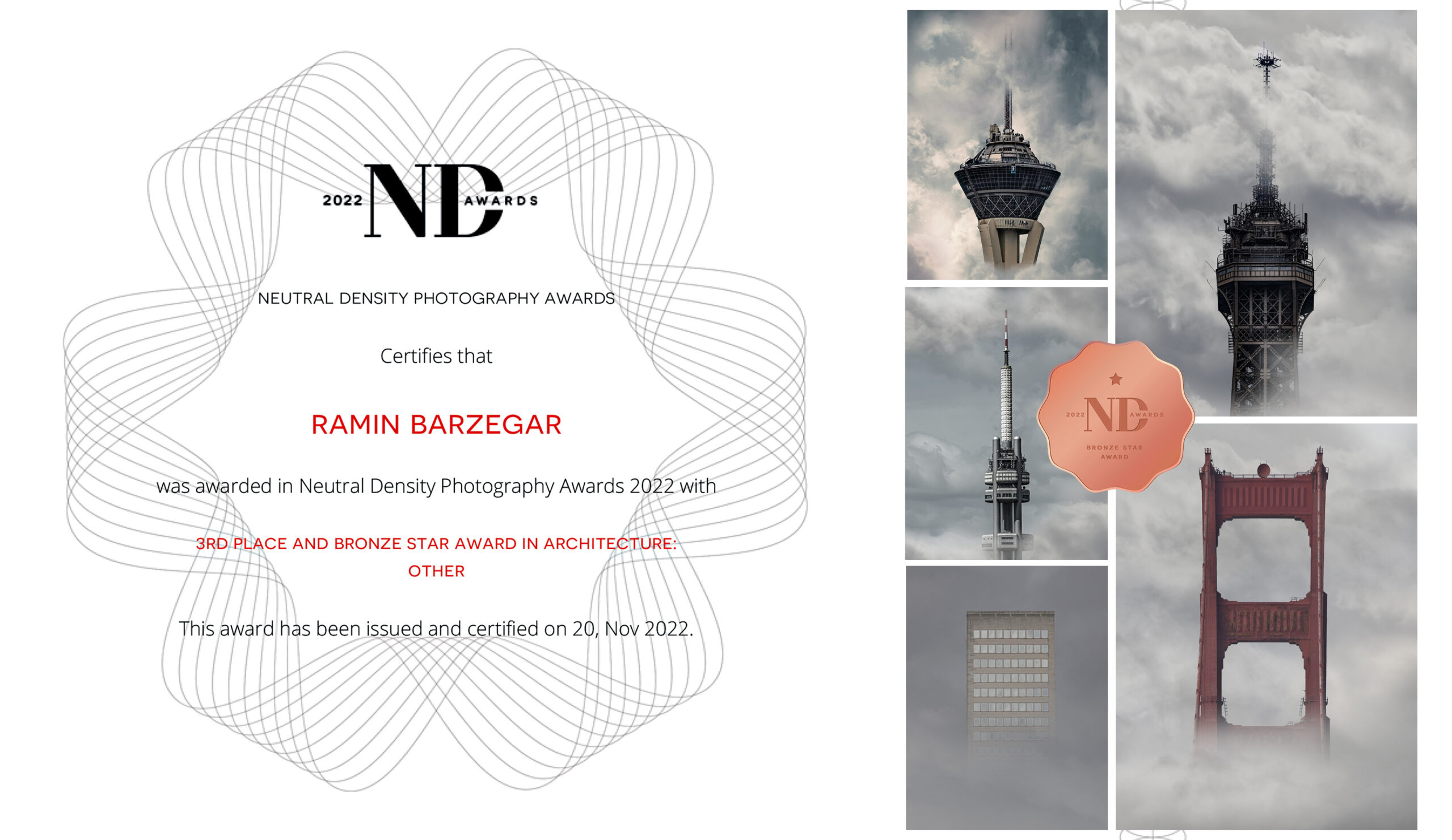 2022 ND AWARDS / مقام سوم و جایزه ستاره برنز معماری - رامین برزگر