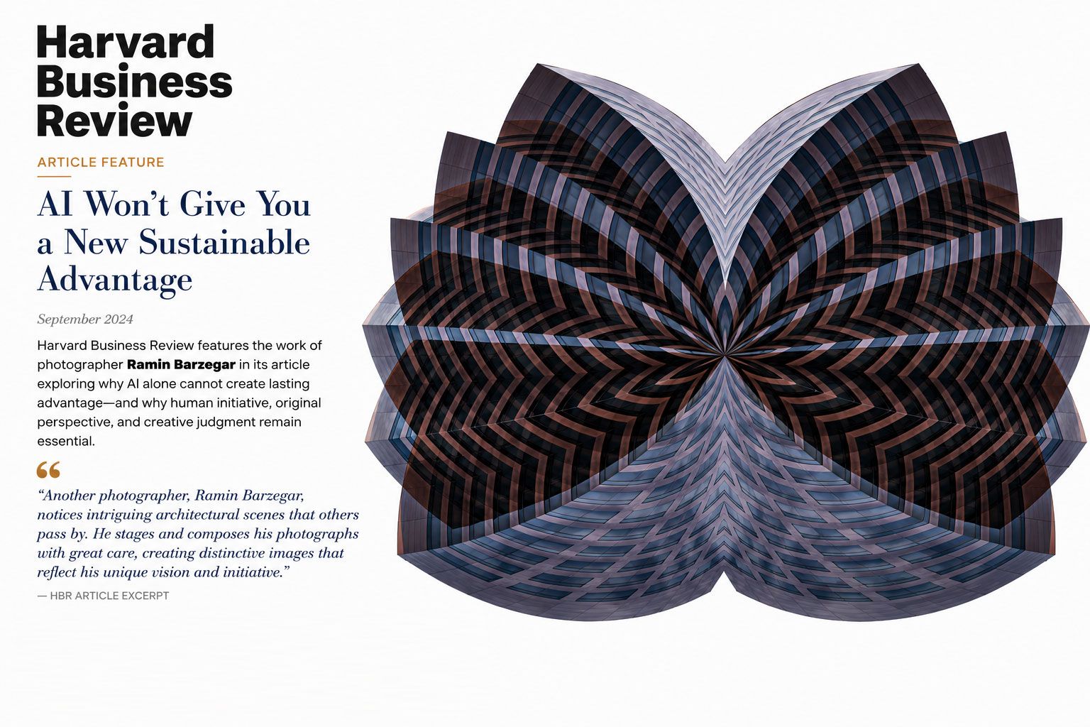 Harvard Business Review feature with artwork by Ramin Barzegar