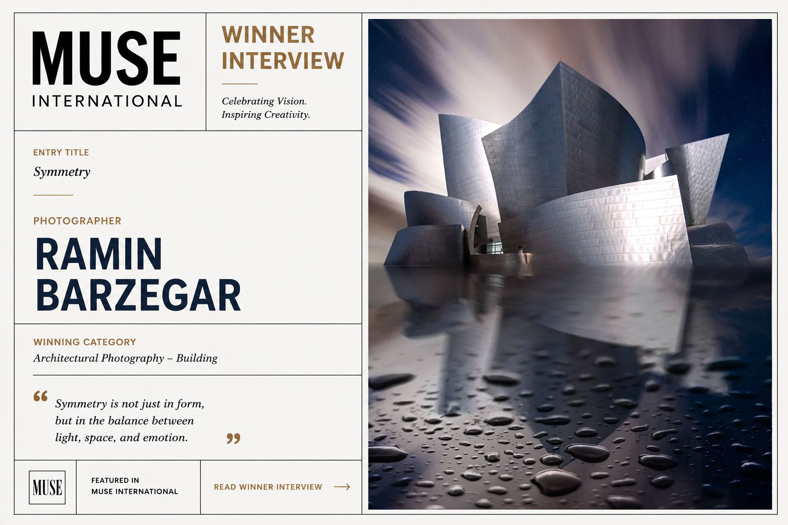 MUSE International feature on Ramin Barzegar