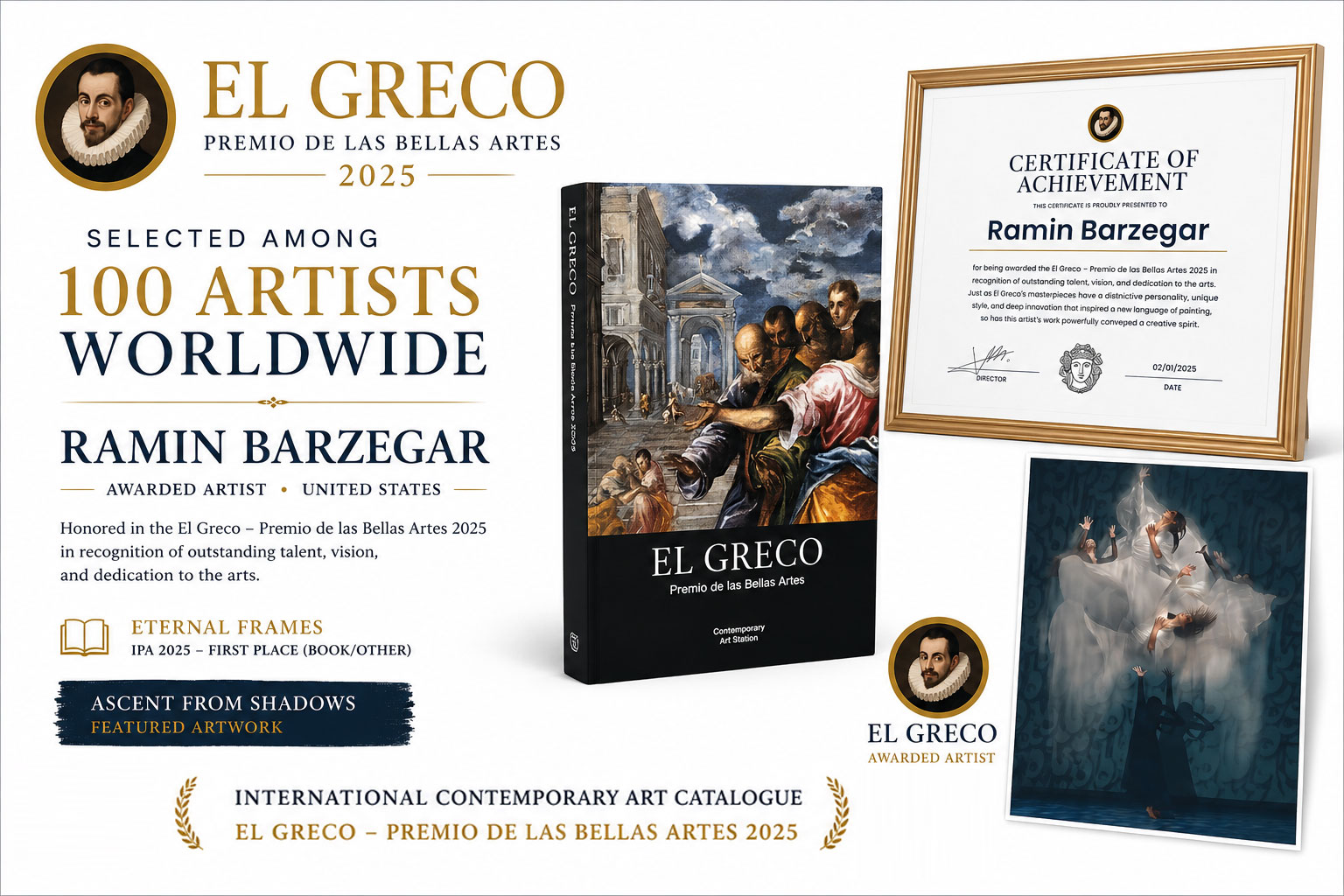 El Greco Premio de las Bellas Artes 2025 — Ramin Barzegar selected among 100 artists worldwide